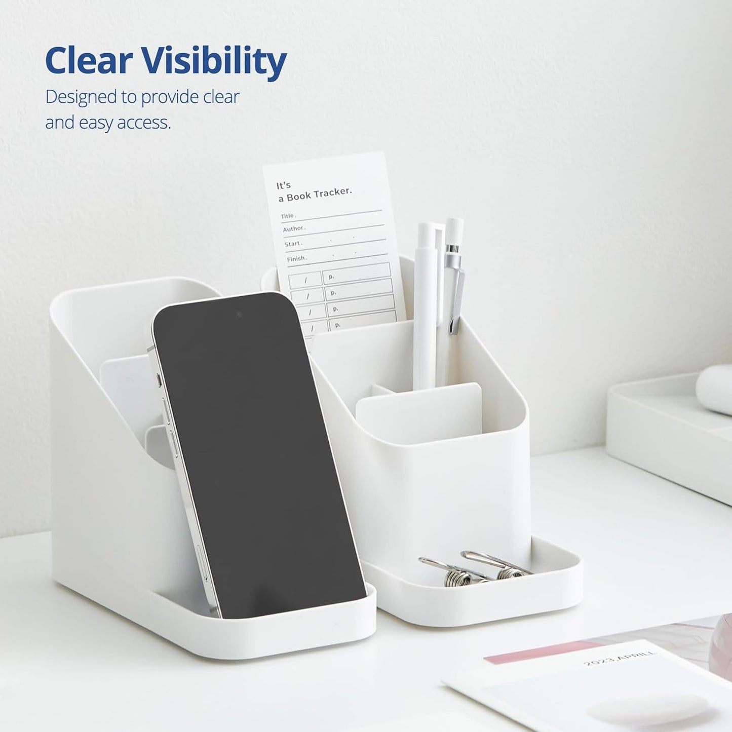 Blue Ginkgo Desk Holder – Korean-Made Office Organizer for Pencils, Pens, Notes, and Desk Supplies (Green)