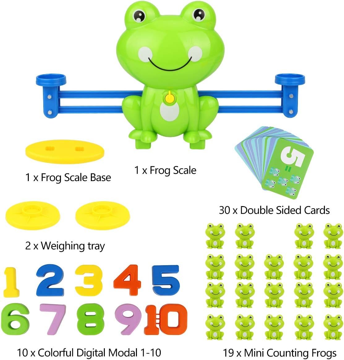 Aitbay Cool Math Game, Frog Balance Counting Toys for Boys & Girls Educational Number Toy Fun Children's Gift STEM Learning Age 3+ (63 PCS)