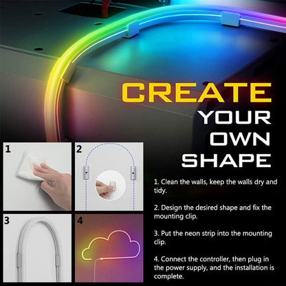Neon Rope Strip Lights 5m RGBIC Flow LED Lights - Outdoor IP67 Waterproof, Voice Control with Alexa/Google, Music Sync via Built-in Mic, Flexible DIY Design for Bedroom, Gaming Room, Party Decor