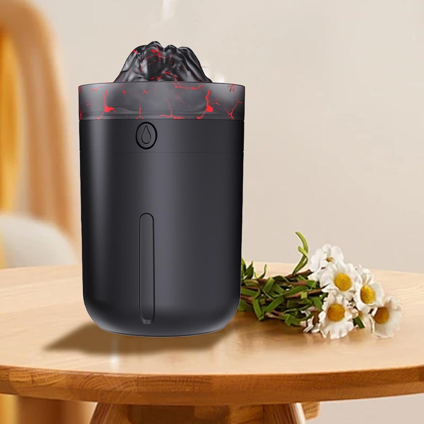 Humidifier For Bedroom,145g Volcano Humidifier, Oil Diffuser Electric With Ambient Light And 2 Fog Modes, Multi-Colored Flame Humidifier With Mist Control Ultrasonic Air Diffuser For Personal Use