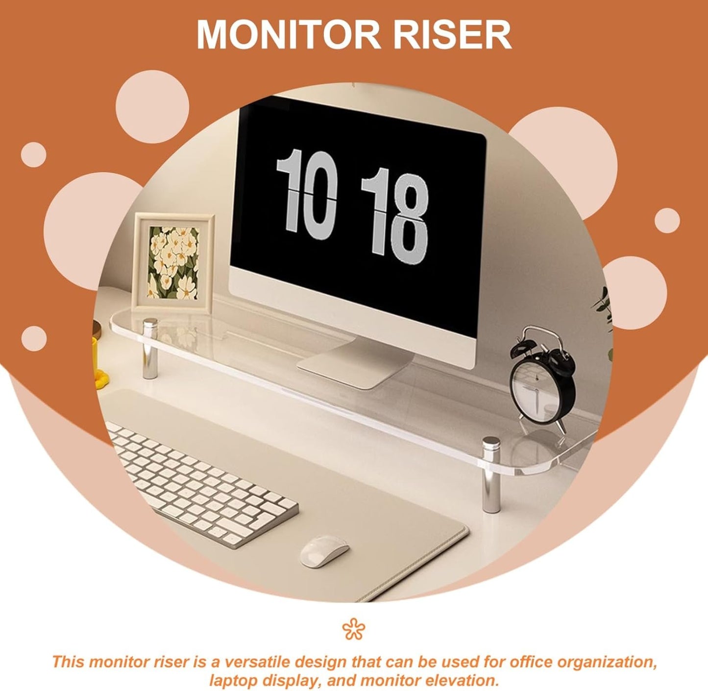 CIYODO Monitor Riser Stand with Feet Desktop Laptop Holder for Efficient Workspace Organization Durable and Elegant Design