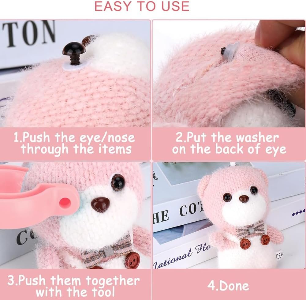 HKYLRAT 1Pcs Upgraded Safety Eye Tool Auxiliary Tool, Safety Eye Snapper Tool Safety Eye Pliers for Amigurumi Eye Snapper Crochet Tool for Stuffed 5-30mm Animal Eyes Doll Making Supplies (Pink)