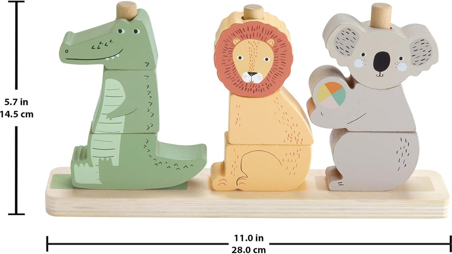 Fisher-Price Wood Baby Toy Stack & Sort Animals, 10 Wooden Pieces for Developmental Play for Infants & Toddlers Ages 1+ Years