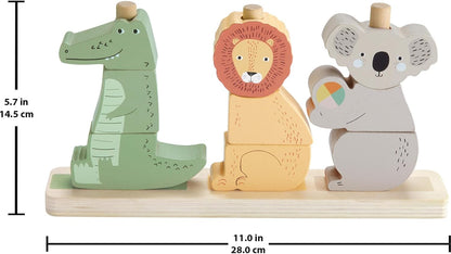 Fisher-Price Wood Baby Toy Stack & Sort Animals, 10 Wooden Pieces for Developmental Play for Infants & Toddlers Ages 1+ Years