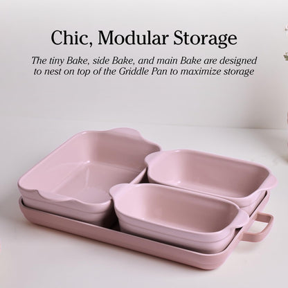 Our Place Bakeware Set | 5-Piece Nonstick, Toxin-Free, Ceramic, Cast Aluminum Set with Oven Pan, Bakers, & Oven Mat | Space-Saving Nesting Design | Oven-Safe | Bake, Roast, Griddle and More | Char