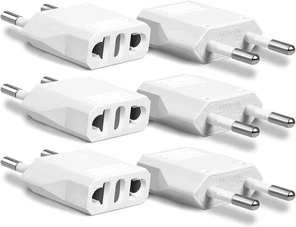European Plug Adapter, 6 Pack US/CA to EU Travel Adapter Universal Power Jack Wall Europe Outlet Plug Travel from USA/Canada to Europe/Asia Socket