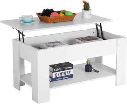 Ruesleag Lift Top Coffee Table w/Hidden Compartment and Storage Shelf,Retro Wooden Lift Tabletop Dining Table Multifunctional Wood Working Table for Living Room Office Reception Room,39.5in L,Black