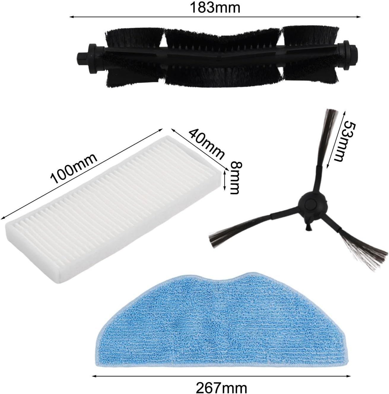 Per Tefal Per Xplorer Serie 75 S+ RG8597W Cleaning Essentials Spazzole laterali, filtri e panni di ricambio