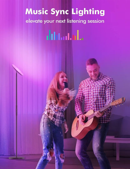 Smart RGB Floor Lamp Compatible with Alexa Google Home, WiFi Remote Modern Tall Standing Light, Color Changing & Dimmable Uplighter LED Floor Lamp for Living Room, Bedroom