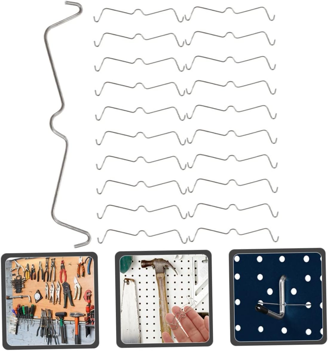 Luxshiny 50Pcs Stainless Steel Pegboard Hook Locks Accessories for Easy Assembly Secure Holding Peg Boards for Garage Workspace Organization