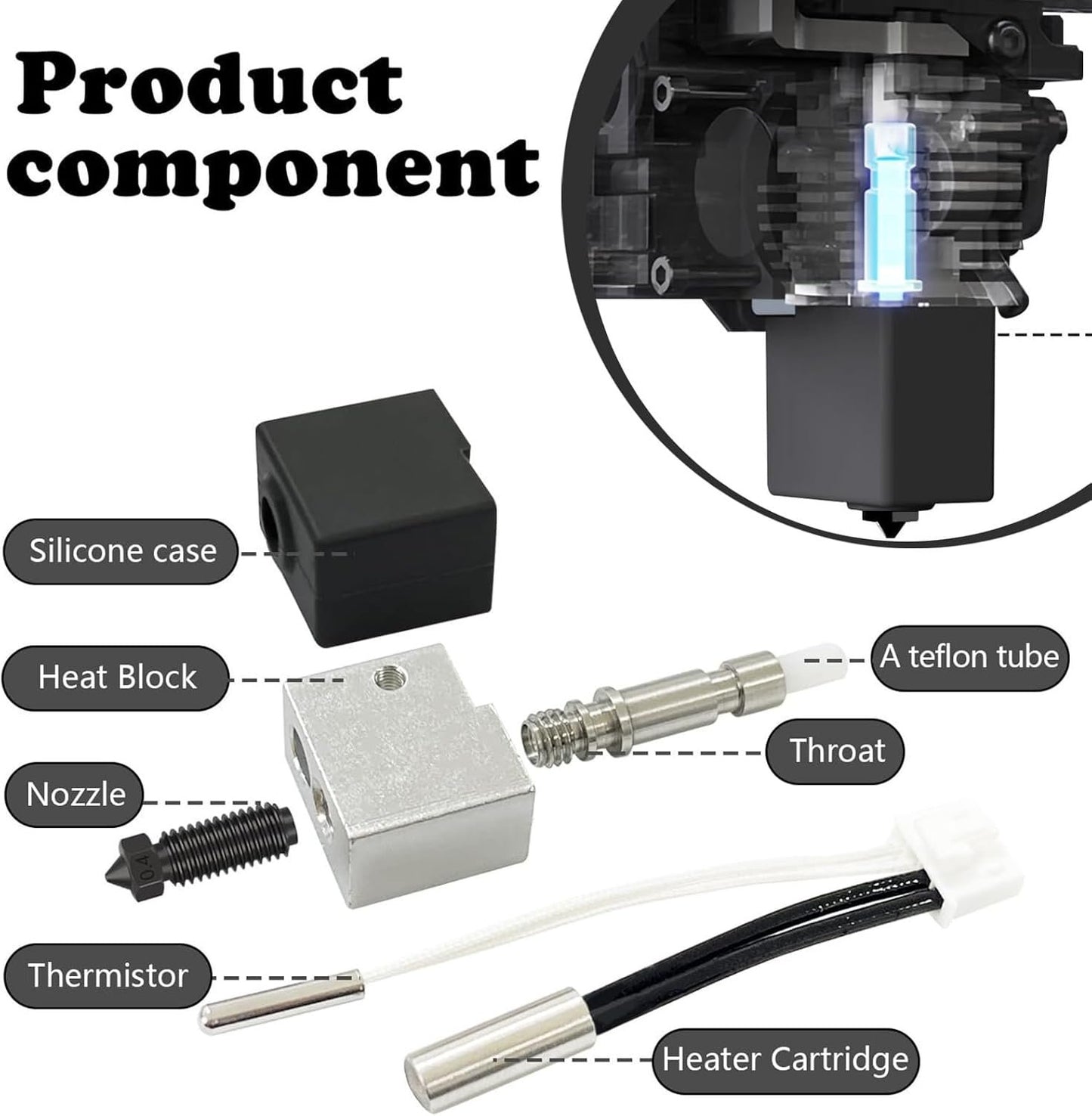 Hot End Replacement - High Speed Hot End Assembly | High-Performance Heat-Resistant Upgrade Accessories Supplies for ABS TPU Printing