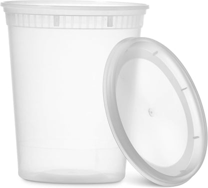 Munfix Deli Food Containers with Lids - (24 Pack) 24-32 Oz Quart Size for Takeout Meal Prep Storage, BPA-Free, Dishwasher, Microwave Safe