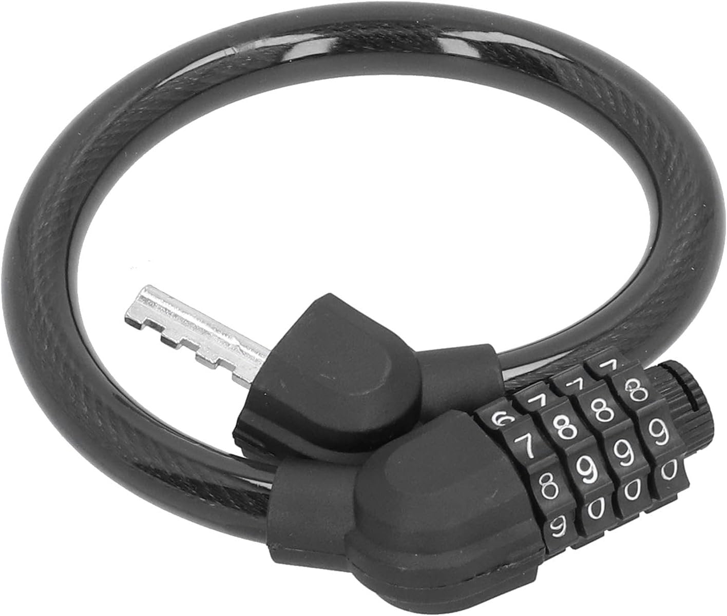 Bike Lock, Bike Locks Cable Bike Lock with ABS Lock 4 Digit Number Steel Cable Bike Lock High Security for Cycling Outdoors (Black)