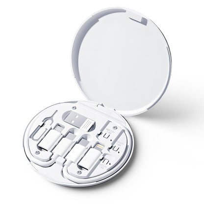 USB Adapter Cable Conversion Storage Box 9 in 1 Cable Case Multi-Type Charging Convertor USB C to Lightning Type C Micro Data Transfer Tool, White