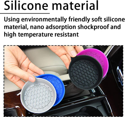 XINLIYA 4 Pack Cup Holder Coaster, 3.1" Silicone Insulation Drink Mat, Waterproof Non-Slip Sift-Proof Spill Holder, Universal Vehicle Interior Accessories Compatible with Most Cars and Trucks (Black)