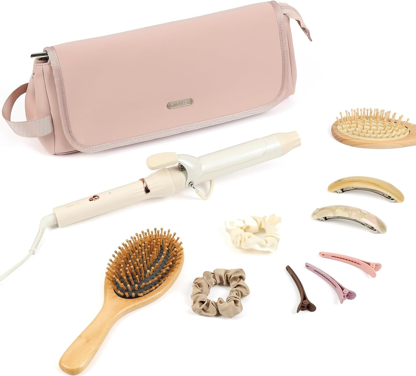 FINDCOZY Hair Tools Travel Bag, Haircare Accessory Organizer with Heat Resistant Mat for Curling Iron, Straighteners and ‌Styling Appliance, Pink