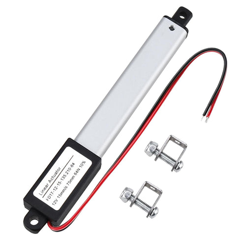 NORJIN DC12V 3inch Stroke Min Linear Actuator with Mounting Bracket 64N/14lbs Speed 15mm/s, Waterproof Electric Actuator Motor for TV, Table, Cabinets, Window Opener, Home Automation