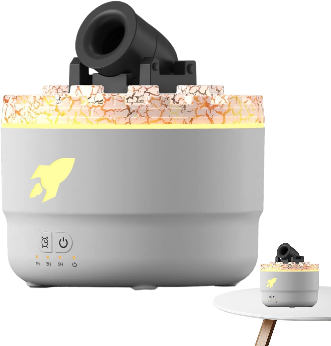 Home Air Diffuser, Turret Fire Mist Humidifiers, Homes Humidifier Diffuser, Flame Airs Diffusers with 7 Color Volcano Light, Timer and Auto-Off Protection for Bedroom Relaxation