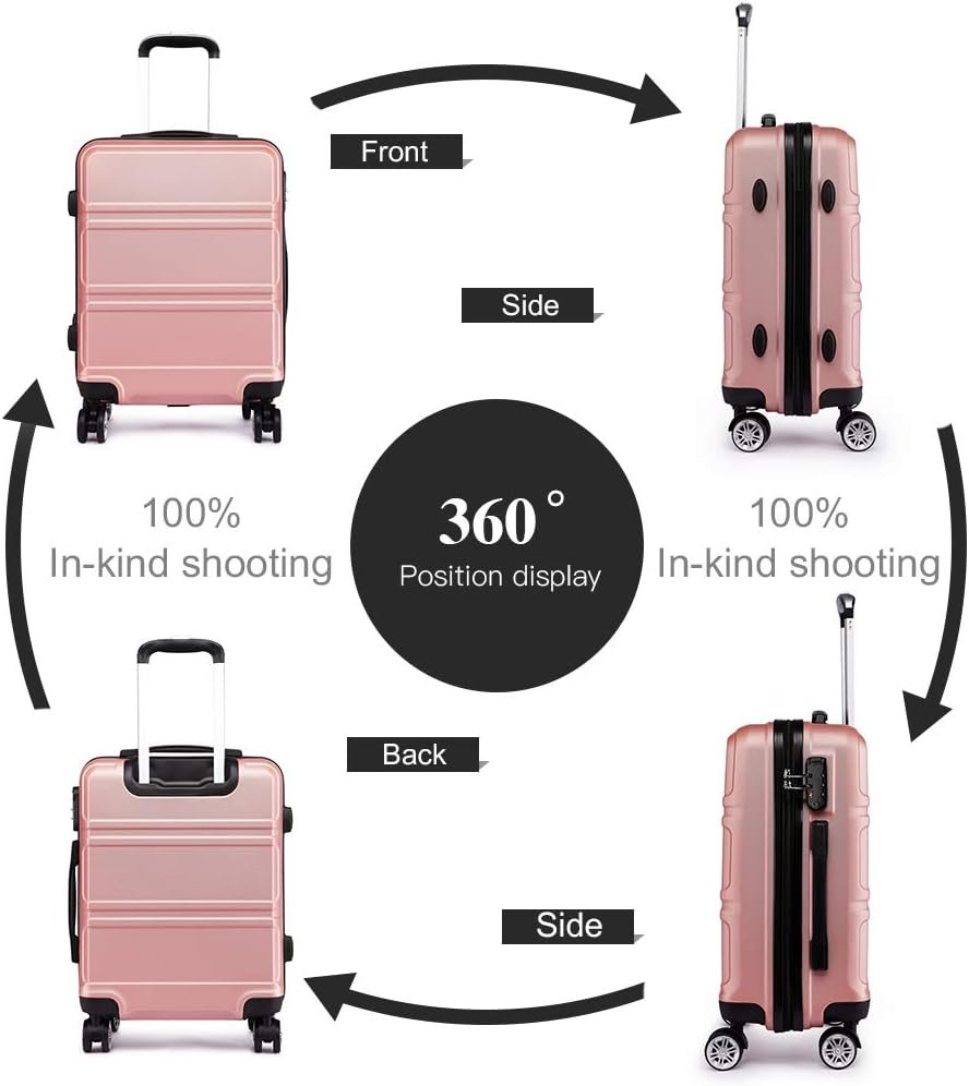 KONO 55 cm Heavy Duty Hard Suitcase 20'' Hand Luggage 4 Wheels with TSA Lock, Nude