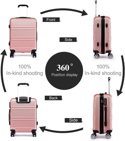 KONO 55 cm Heavy Duty Hard Suitcase 20'' Hand Luggage 4 Wheels with TSA Lock, Nude
