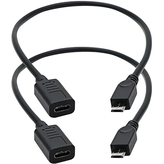 tunghey 2Pack USB C to Micro USB Cable, USB Type C (USB-C) Female to Micro USB Male Charge Cable Adapter Converter Cord for Ma-cBook Pro, Laptop, Android Devices(Only for Charging) 27cm