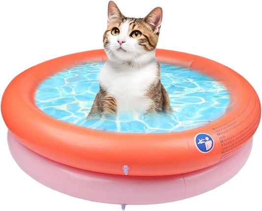 Dog Pool, Folding Tub, 31.5x31.5x9.84 Inch Foldable Bathtub & Inflatable Rim, Portable Pet Basin Design for Outdoor Backyard Use, Ideal Washing Spot to Puppies Small Medium Indoors