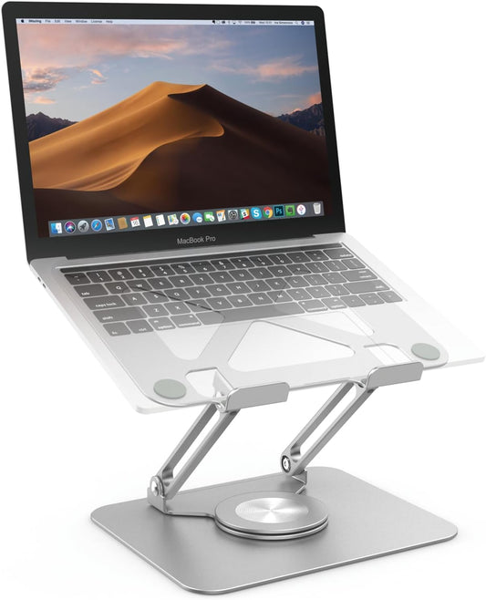 PHOCAR 360° Rotating Laptop Stand for Desk, Aluminum Foldable Laptop Holder, Adjusutable Laptop Riser Compatible with MacBook Air/Pro, DELL, Surface, HP, Acer, ASUS, Lenovo, Victus, up to 16''