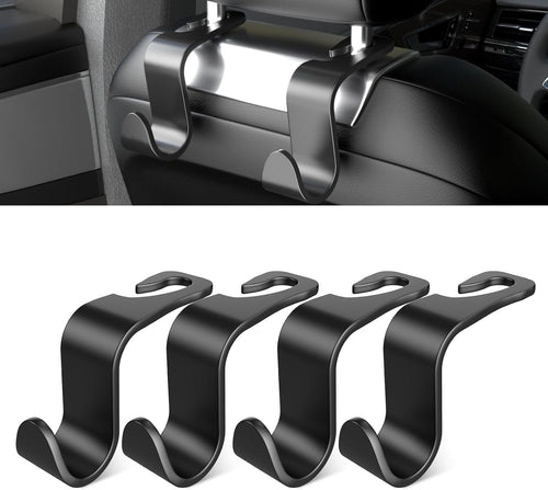 SUTOUG Car Seat Back Hook, Car Interior Accessories, 4 Pack Black Plastic Hooks Suitable for Bags, Shopping Bags, Clothes, Portable Tool Box