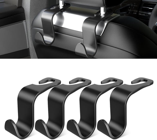 SUTOUG Car Seat Back Hook, Car Interior Accessories, 4 Pack Black Plastic Hooks Suitable for Bags, Shopping Bags, Clothes, Portable Tool Box