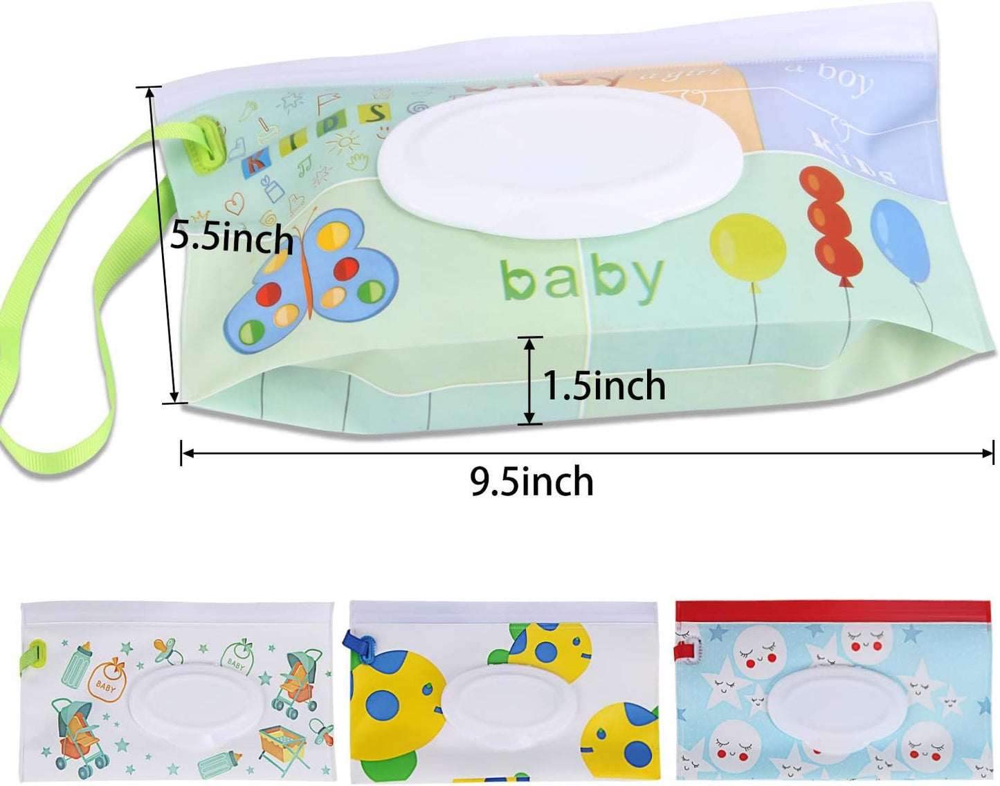 FEBSNOW 4 Pack Baby Wipes Container, Reusable Portable Wet Wipe Pouch,Wipe Dispenser Container,Baby Travel Wet Wipe Holder