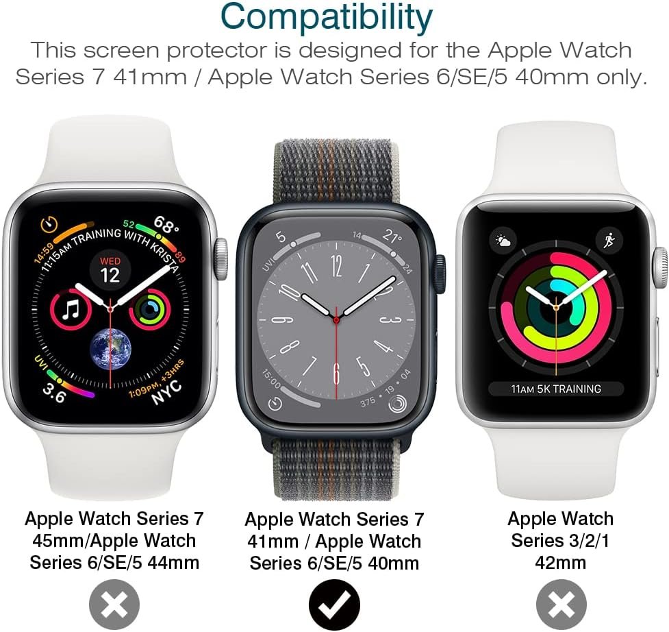 LK 6 Pack Screen Protector for Apple Watch Series SE/6/5/4/SE 2022 40mm, Apple Watch Series 9/8/7 41mm Screen Protector, Max Coverage, Bubble-Free, Anti-Scratch, iWatch 40mm Flexible TPU Clear Film