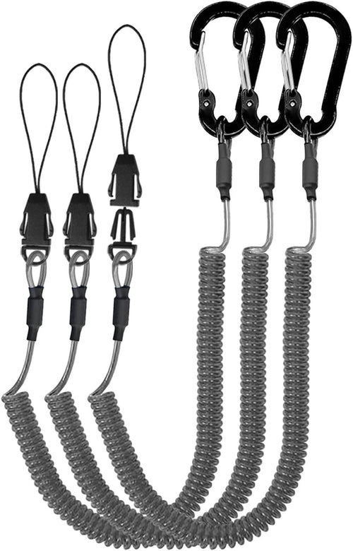 Lix&Rix Coiled Lanyards with Carabiner, Ring and Quick Release Detachable Buckle for Fishing Equipment Keys, Cards, Tools
