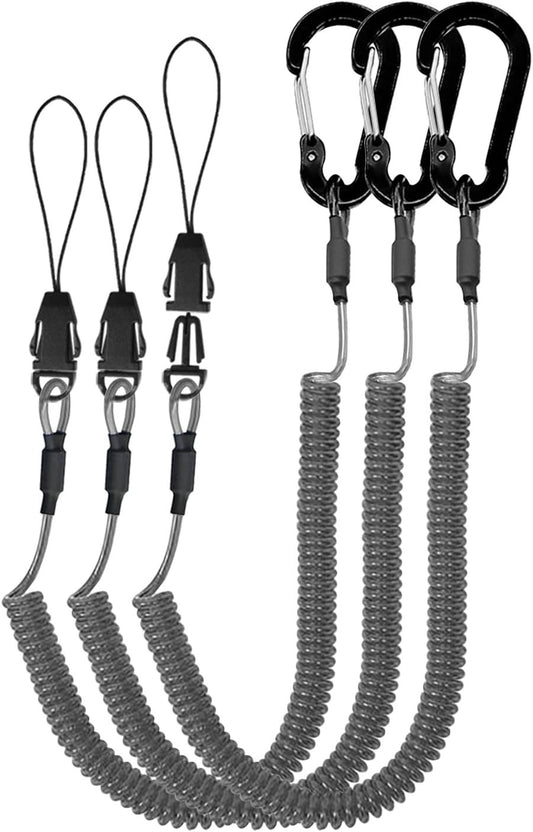 Lix&Rix Coiled Lanyards with Carabiner, Ring and Quick Release Detachable Buckle for Fishing Equipment Keys, Cards, Tools