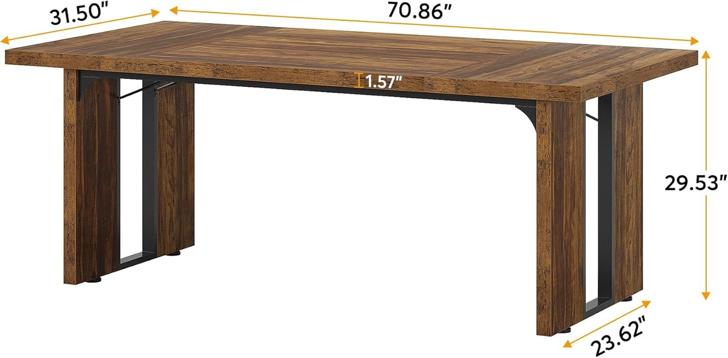 Tribesigns 71" Large Dining Table for 6 to 8 People, Rustic Farmhouse Style Dinner Table, Rectangular Dining Table for Kitchen, Dining Room & Living Room