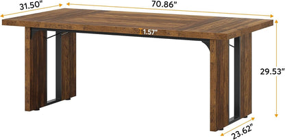 Tribesigns 71" Large Dining Table for 6 to 8 People, Rustic Farmhouse Style Dinner Table, Rectangular Dining Table for Kitchen, Dining Room & Living Room