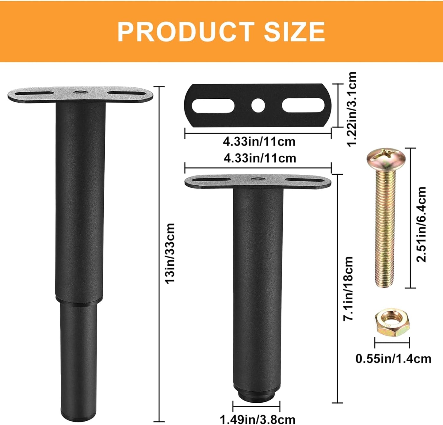 Adjustable Bed Feet 18-33cm, Table Legs, Furniture Feet, Metal T-Shape Furniture Supports, Slatted Support Foot, Adjustable Furniture Feet, Sofa, Bed, Wardrobe