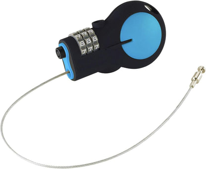 Lewis N. Clark Cable Lock with 30in Retractable Steel Cable, Blue, One Size, TSA Approved Padlock & Bike Lock for Luggage + Travel, Set Your Combo W/30in Retractable Steel Cable
