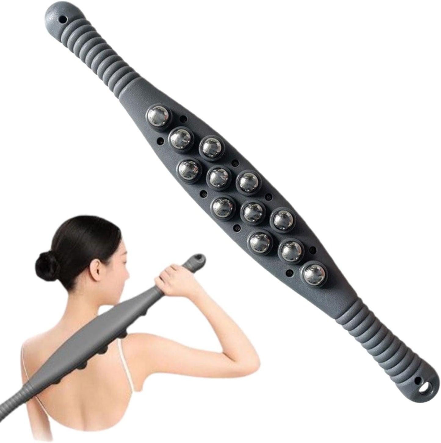 Furtryvl Handheld Massager Roller - Steel Ball Massage Roller | 360 Degree Rolling Ball Massage Tool for Abdomen, Shoulder, Back, Calves, and Thigh