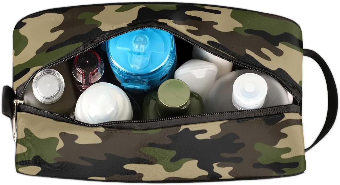 Camouflage Green Hanging Toiletry Bag,Travel Hygiene Kits for Boys Mens,Waterproof Makeup Carry-on Bags,Cosmetic Bag,TSA Approved Shave Dopp Kit for Toiletries Shower Bathroom Accessories Gifts,