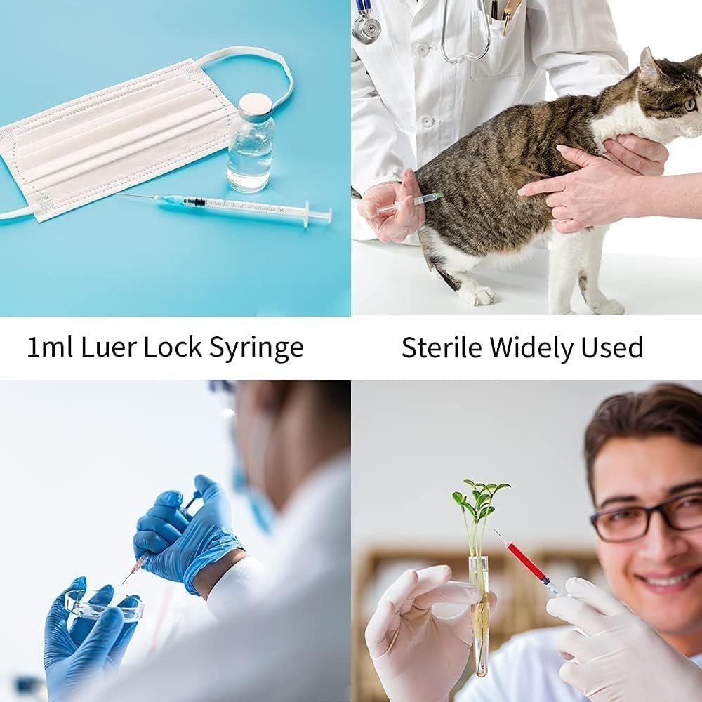 25 Pack 1ml Syringes with 27Ga 1/2 Inch Needle, Sterile Disposable Syringe Kit Individual Package for Crafts, Industrial, Scientific,Watering, Pet Feeding & DIY