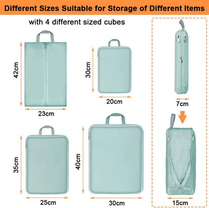 OSDUE Suitcase Organizer, 4 Pieces Travel Cube System, Separators Travel Pouches, Travel Organizer, Clothing Underwear Footwear Organizers Sacks Storage Suitcase Set, Dark Grey