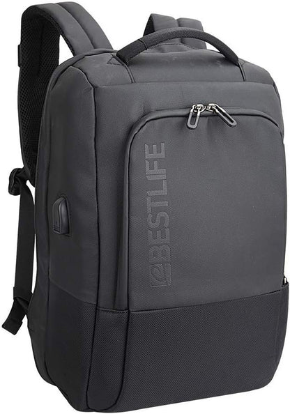 BESTLIFE Unisex-Adult (Luggage only) Briefcase Laptop Backpack for 15.6" with Security Features + USB Connector, Black, One_Size