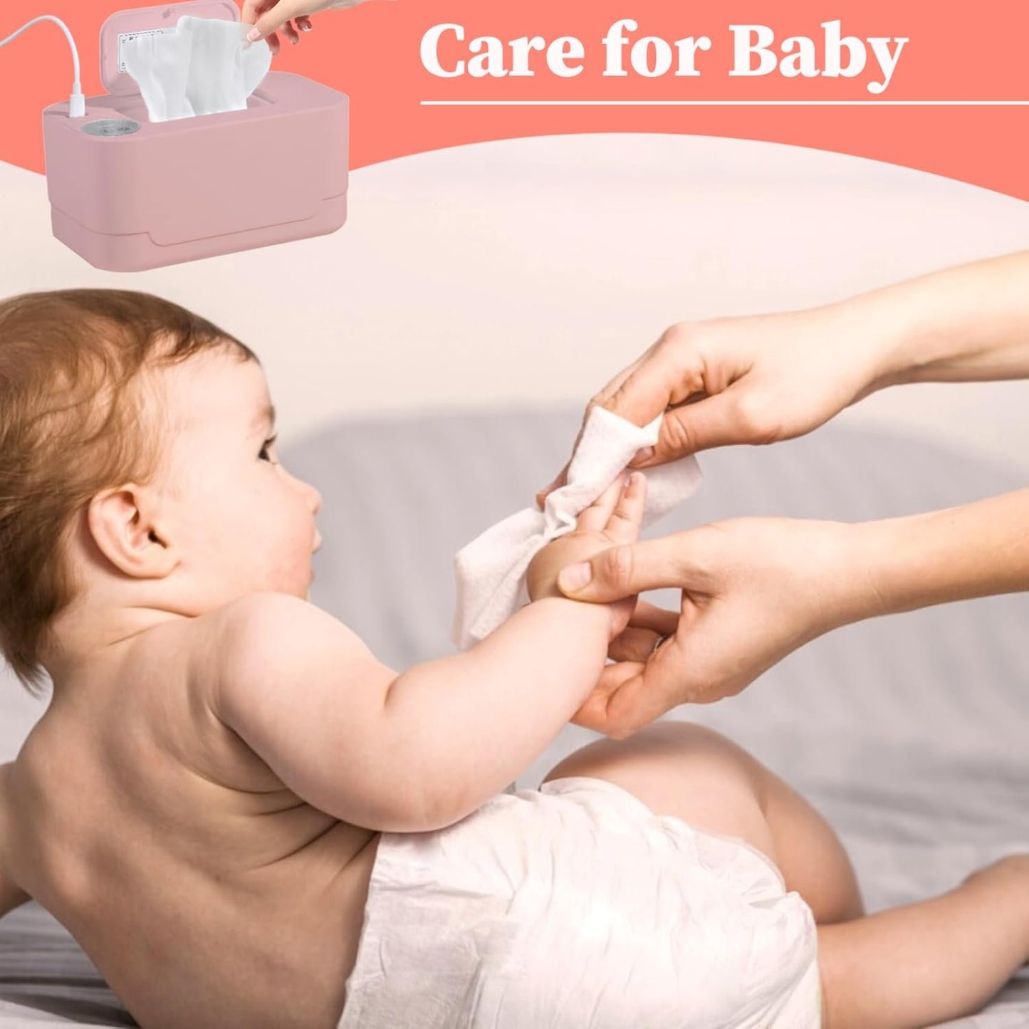 Baby Wipe Warmer Thermostat Diaper Wipe Warmer Adjustable Wipes Warmer USB Heating Wet Wipes Warmer Large Wipe Holder for Baby Nursery Baby Wipe Warmer