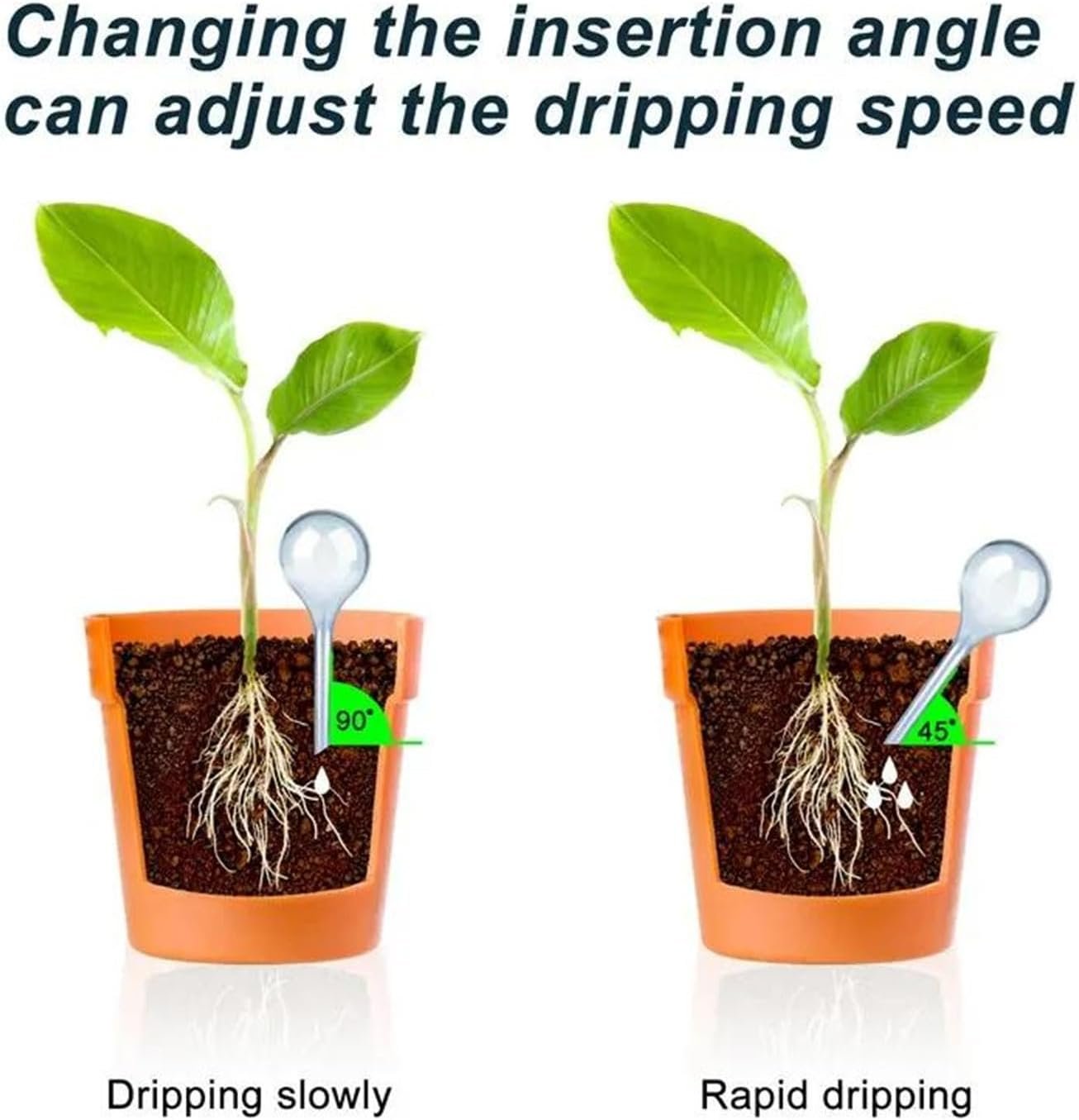 2pcs Plant Watering Bulbs,Decorative Glass Self Watering Planter Insert Devices, Efficient Self-Watering Globes for Indoor & Outdoor Plants (H9 x D2.8, Circle)