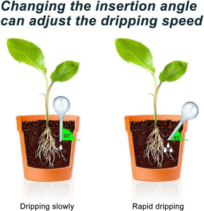 2pcs Plant Watering Bulbs,Decorative Glass Self Watering Planter Insert Devices, Efficient Self-Watering Globes for Indoor & Outdoor Plants (H9 x D2.8, Circle)