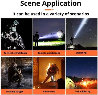 Rechargeable LED Flashlight 1000000 High Lumens XHP50.2 Super Bright Tactical Powerful Handheld Flashlights with IPX6 Water-Resistant, Zoomable, 7 Light Modes for Camping Emergencies