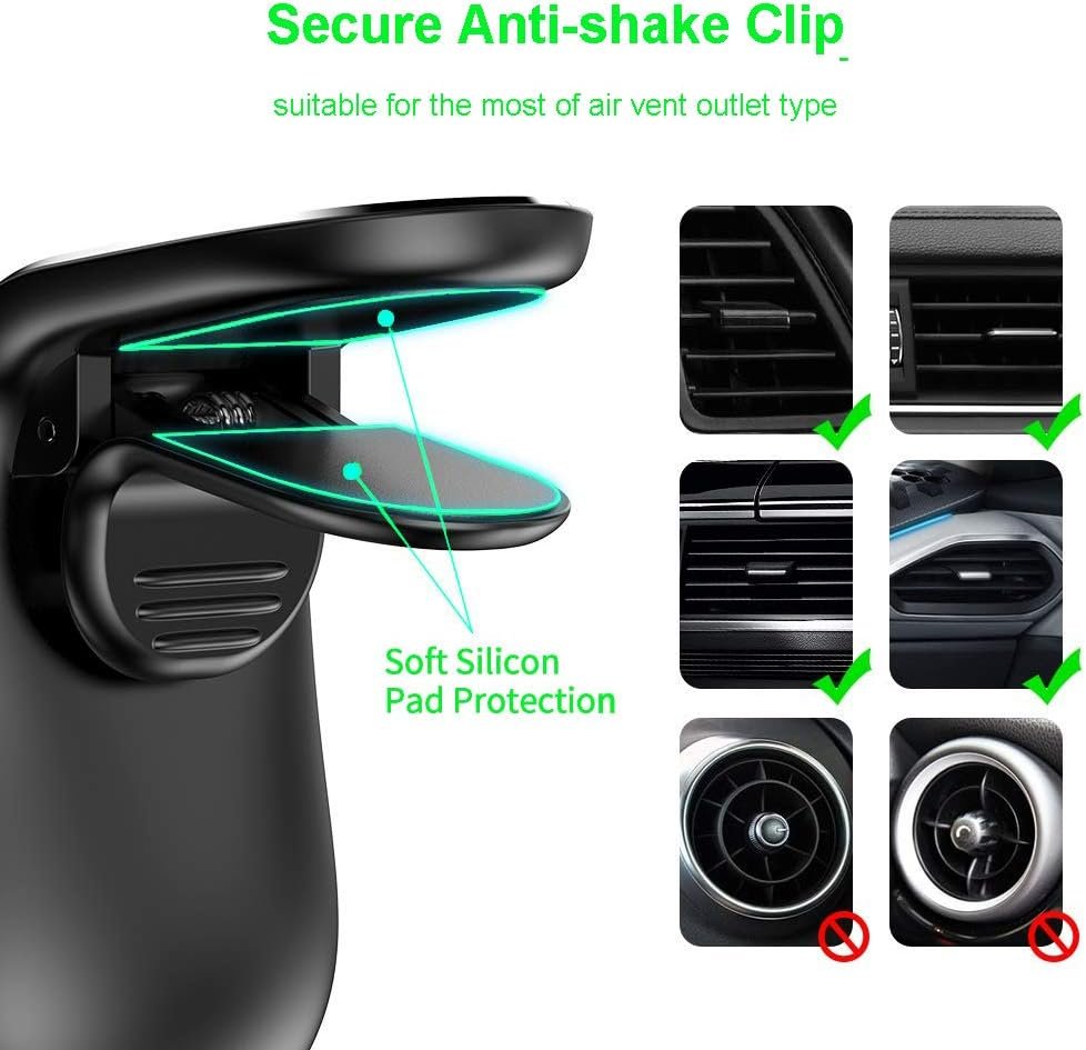 GLBSUNION Magnetic Car Mount, Car Vent Mount Air Vent Car Mount Phone Holder 360 Degree Rotation Cell Phone Car Stand Compatible for iPhone 15 14 13 12 Plus, Samsung Galaxy S23 S22, Note, Pixel, GPS