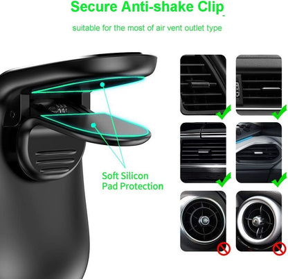 GLBSUNION Magnetic Car Mount, Car Vent Mount Air Vent Car Mount Phone Holder 360 Degree Rotation Cell Phone Car Stand Compatible for iPhone 15 14 13 12 Plus, Samsung Galaxy S23 S22, Note, Pixel, GPS