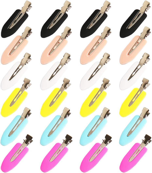 Messen 24 Pieces No Bend Hair Clips Seamless Side Bangs Fix Fringe Curl Pin Barrette No Crease Hair Clip for Makeup Washing Face Accessories Women Girls (Pink,White,Yellow,Blue,Black,Rose Red)