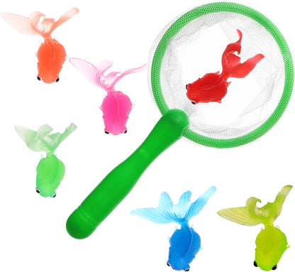 Fishing Bath Toy, Floating Animal Fish Catching Game, Fishing Net Bath Toys, Play, 18x9cm/7.09x3.54 inches, Ideal for Little Boys and Girls, Interactive, Multicolor